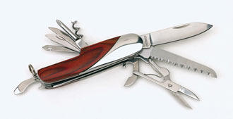 cadeaux affaires - couteau de poche publicitaire avec manche en bois