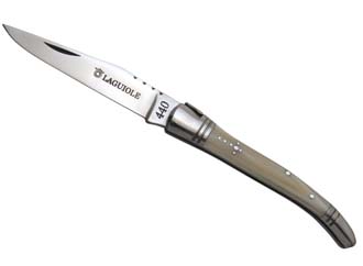 couteau publicitaire Laguiole personnalisable, 11 cm, corne blonde - tir bouchon publicitaire