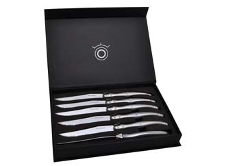 cadeaux affaires - Set de 6 couteaux publicitaires Laguiole personnalisable table tout inox